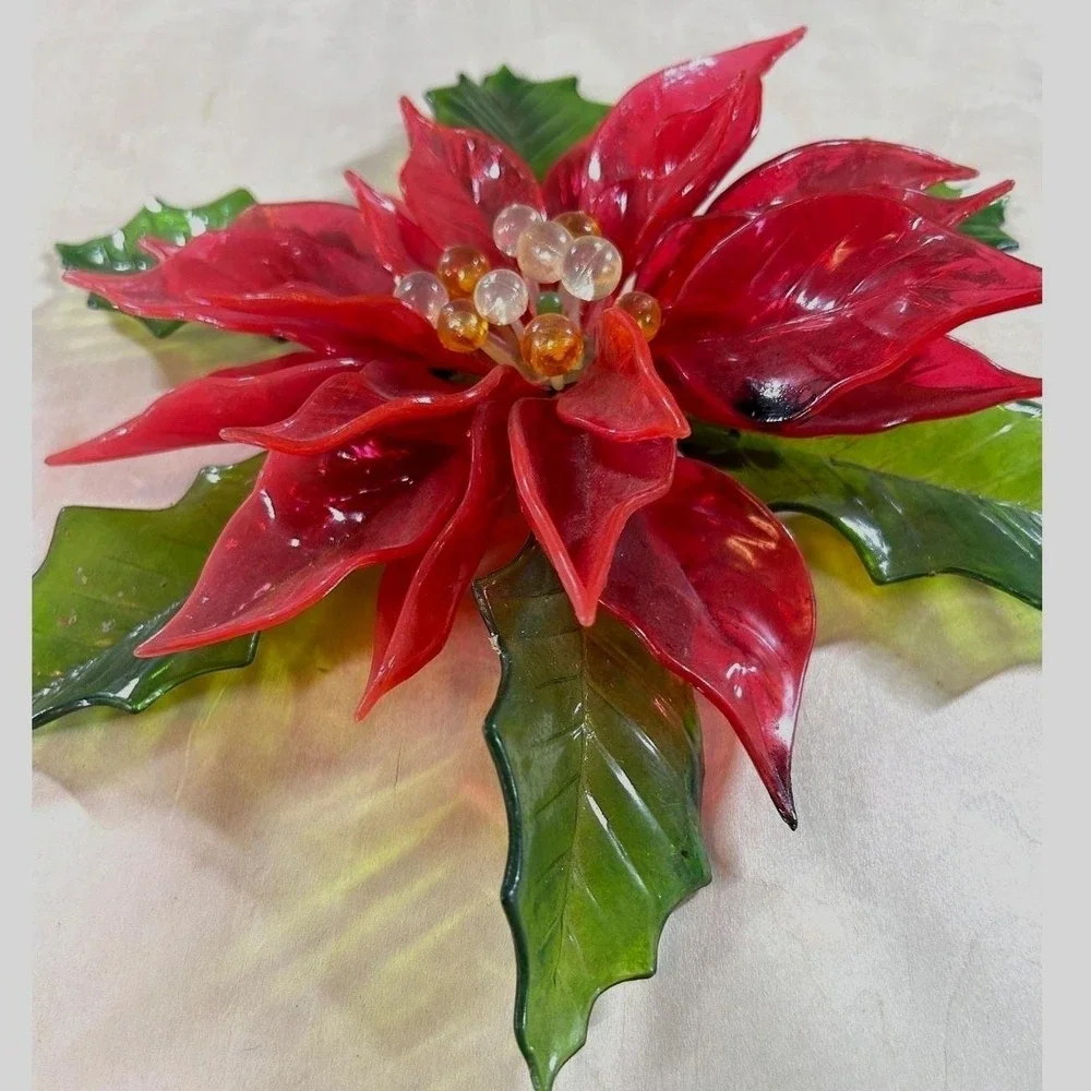Vintage 1968‎ CK Ind Co Lucite Poinsettia Wall Decor
